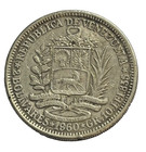 1960 Venezuela 2 Bolivares Silver Coin     Simon Bolivar     Vf ef      835 Silver