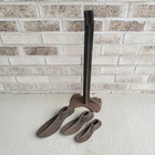 Vintage Warranted Cast Iron Shoemaker Cobbler Shoe Repair Stand And 3 Shoe Molds