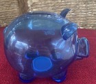 Vintage National City Bank Blue Plastic Advertising Coin Piggy Bank