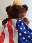 Maga Plush Stuffed Brown Trumpy Bear Donald Trump With American Flag 23 nwt