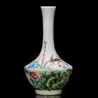 A Pair Chinese Pastel Porcelain Handpainted Exquisite Flowers birds Vase 6089