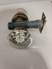 Vtg Antique Smooth Glass Beveled Edge 2  Door Knobs W dexter Brass Collar Latch