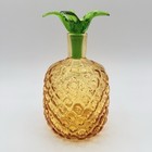 Blown Glass Art Amber Pineapple Wine Decanter Handmade 8    Inch Beautiful
