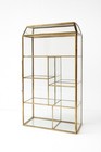 Glass Display Cabinet Brass Frame Mirrored Back Curio Shelf Collectible Case