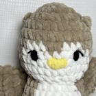 Crocheted Soft Yarn Owl Stuffed Animal Toy Plush Tan White Yellow 7   