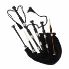 Scottish Highland Bagpipe Fitted With Polished Mounts Black Cover   Cord