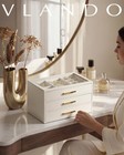 Jewelry Organizer With Glass Lid And Three Drawers  Mother   s Day Gift For Women