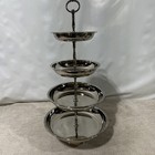 Vintage Godinger Silver Strand Of Pearls 25    Tall - 4 Tier Silver Plated Server