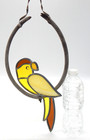 Vtg Parrot Stained Glass Hanging Sun Catcher Gallery Art Glass Oakland Ca