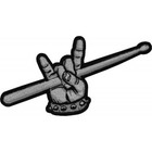 Heavy Metal Horns Up Drummer Sew On Embroidered Patch New 4 1 2  2 1 4 