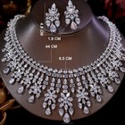 Luxury Cubic Zirkonia Bridal Jewelry Set Necklace Earrings Engagement Costume