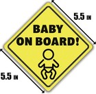 Baby On Board Sticker Sign For Car Window  2 Pack 5 5  X 5 5  In Bright Yellow A