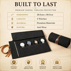 Waxed Canvas Watch Roll Travel Case  4 Watch Pouch With Zipper Pocket