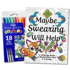 Adult Coloring Book Set For Relaxation - Motivational Swear Words   Markers - St