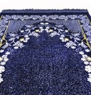 Modefa Turkish Islamic Prayer Rug - Plush Velvet Ipek - Floral Vines - Blue