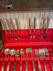 Vintage 52 Pc  Silverplate Flatware Rogers   Misc W  Wooden Chest