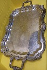 Large Vintage Leonard Silver Plated  Footed Butlers Tray-25   -rectangular Heavy 