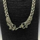 Chinese Antique Tibetan Silver Necklace Hand-carved Dragon Head Necklace
