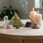 Moonstone Orgone Pyramid With Om Symbol   Reiki Healing  Chakra Balancing