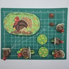Vintage Thanksgiving Turkey Miniature Tea Set 10 Pieces Colorful Dioramas Autumn