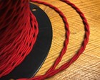 Red Twisted Cotton Cloth Covered Wire  Vintage Style Lamp Cord  Antique Lights