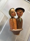 Vintage Hand Carved Mechanical Wood Toy Kissing Couple  Great Gift Tlc Project