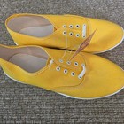 Vintage Deadstock Canvas Sneakers Yellow Lace Up Shoes Comfortable Size 6