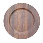 Brown 6 Round 13  Rustic Faux Wood Plastic Charger Plates Party Home Decorations
