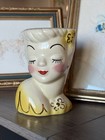 Vintage Rare 1950s Ceramic Glamour Girl Head Bust Planter Great Condition