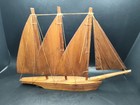 Vintage Wooden Fishing Schooner Model Handmade Wood Sails 14 l X 9 6 h X 1 5 w