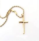 14k Gold Rope Chain Style Cross Pendant Necklace For Men Religious Gifts 24 Inch