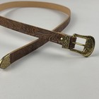 Vintage Western Tooled Leather Ranger Belt Gold 3 Piece Buckle Women   s S