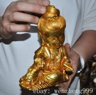 7 old Tibet Buddhism Temple Bronze Gilt Kwan-yin Guanyin Buddha Statue
