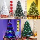 4 5 6 7ft Christmas Tree W  Lights snow Flocked pencil pre Lit Fiber Optic Xmas