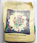 Vintage 80s Floral Needlepoint Pillow Kit Violets Lily Of The Valley Candemar