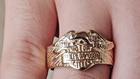 Fine Jewelry 14k Gold Harley Davidson Flying Bar   Shield Eagle Diamond Eye Ring