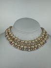 Gorgeous Vintage Estate 14k Gold Clasp Multi Strand Pearl 16    Necklace