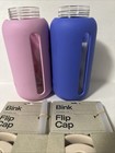 Lot Of 2 Bink 27oz Day Glass Water Bottle Silicone Sleeves   Flip Cap