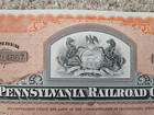 Vintage 1950s Pennsylvania Railroad Company  50 Stock Certificate - Orange