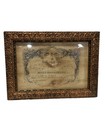 Antique 1887 Framed Marriage Certificate Ornate Gold  Gilded Cesso Wood Frame