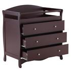 Brown Baby Changing Table With 3 Drawer And Safety Belt  Diaper Changing