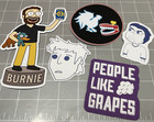 Rooster Teeth Sticker Pack   Burnie   Gus   Gavin  5 Pcs  Collectible Decals