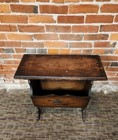 Vintage Wood Magazine Rack Table With Painted Bird Design     Rustic Wear