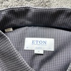 Eton Button Up Dress Shirt Men Sz 17 1 2 44 Xl Dark Gray Grid Check Long Sleeve