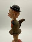 Vintage Wooden Mechanical Bottle Cork Stopper Hand Carved Kissing Couple