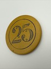 1920 s Clay Poker Chip Number 25 Yellow Vintage Dd10