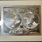 Vintage Framed Nova Totivs Terrarvm Orbis Silver Foil Map Print England Decor