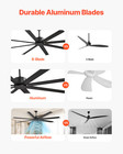 84  Aluminum Ceiling Fan No Light Remote Control Reversible Dc Motor Black