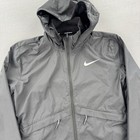 Nike Running Jacket Small Black Hooded Windbreaker Reflective Logo Lightweight S