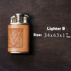2 Pcs Set Personalized Gift Vintage Lighter Genuine Leather Engraving Sn-001b d